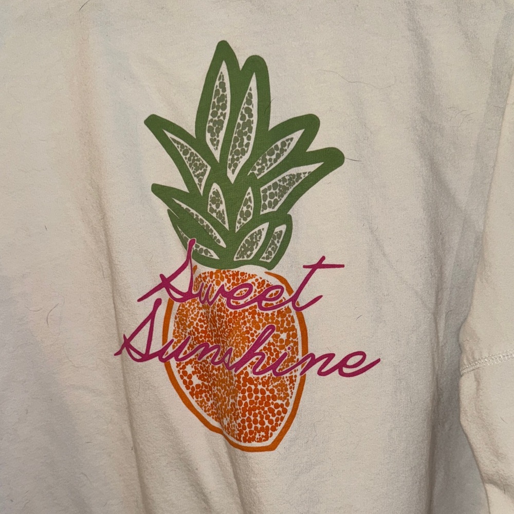 Crown & Ivy Sweet Sunshine Long Sleeve Tee Pineapple Graphic Size Large